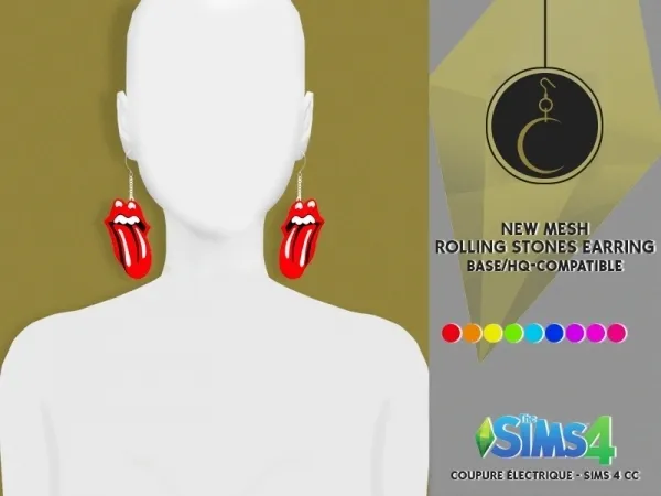 Alpha ROLLING STONES EARRING - The Sims 4 Custom Content