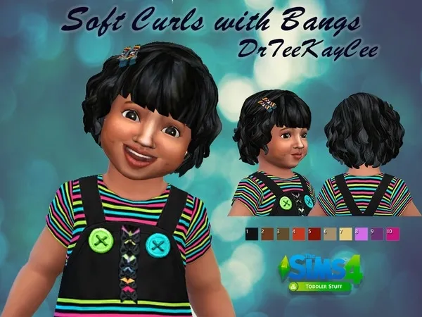 Alpha Soft Curls with Bangs Toddlers - The Sims 4 Custom Content