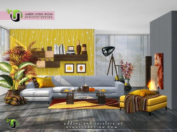 Alpha Amber Living Room by thesimsresource - The Sims 4 Custom Content