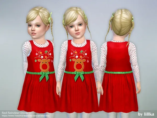 Alpha Red Reindeer Dress - The Sims 4 Custom Content