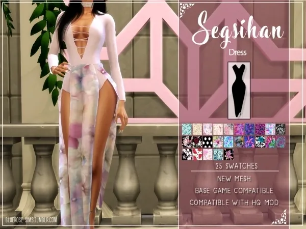 BlueRose Segsihan Recolour Dress - The Sims 4 Custom Content
