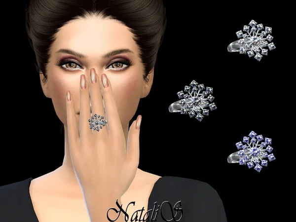 Alpha NataliS Sparkling snowflake ring - The Sims 4 Custom Content