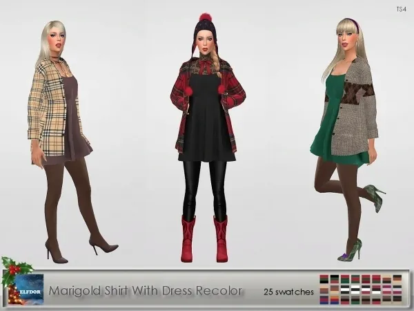 Alpha Marigold Shirt With Dress Recolor - The Sims 4 Custom Content