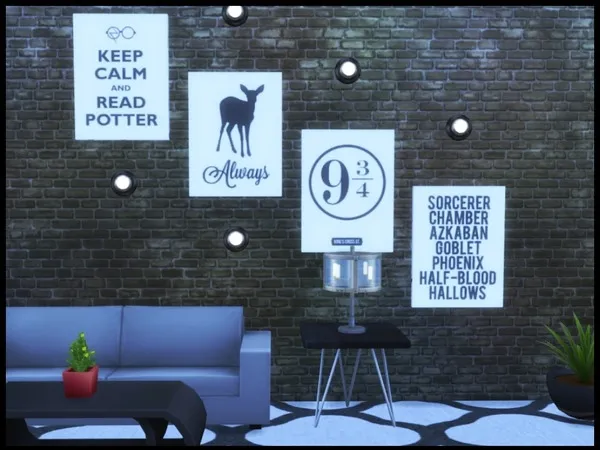 Alpha Black and White Harry Potter Canvas Art - The Sims 4 Custom Content
