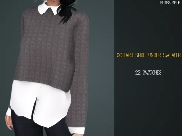 Elliesimple Collard Shirt Under Sweater - The Sims 4 Custom Content