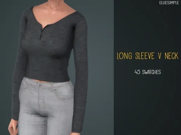 Elliesimple Long Sleeve V Neck - The Sims 4 Custom Content