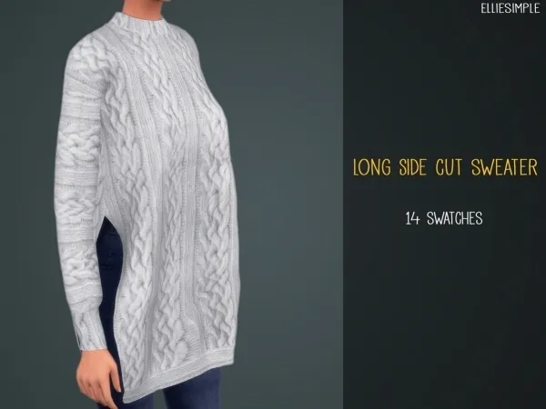 Alpha Elliesimple Long Side Cut Sweater - The Sims 4 Custom Content