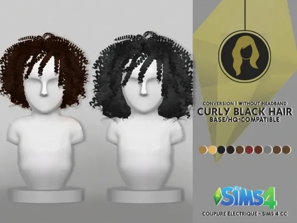 Alpha CURLY BLACK HAIR V2 - The Sims 4 Custom Content