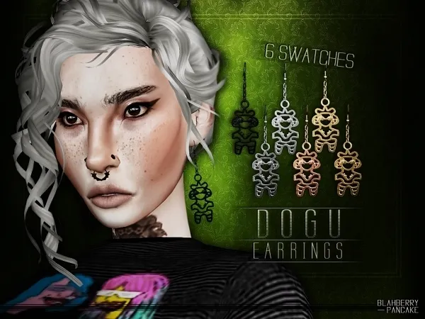 Dogu Earrings Blahberry Pancake - The Sims 4 Custom Content