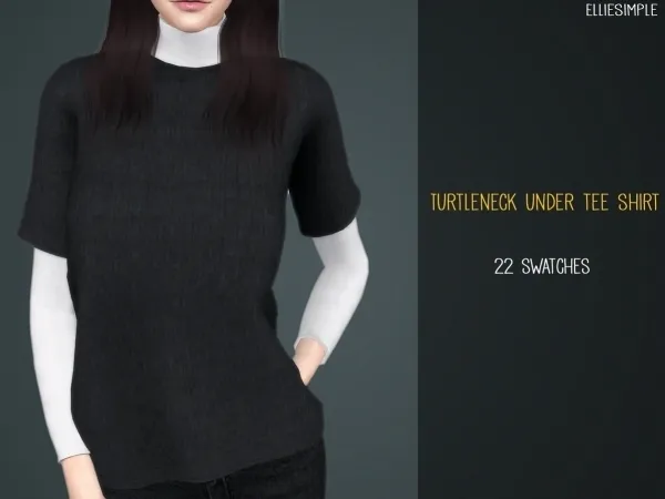 Elliesimple Turtleneck Under Tee Shirt - The Sims 4 Custom Content