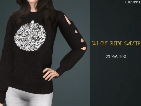 Elliesimple Cut Out Sleeve Sweater - The Sims 4 Custom Content