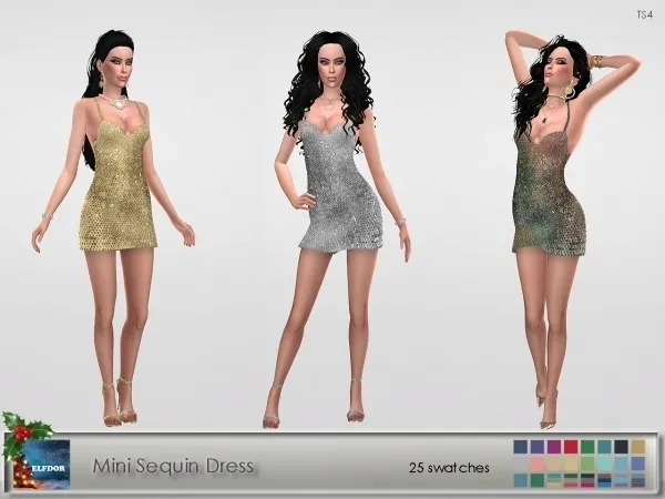 Alpha Mini Sequin Dress - The Sims 4 Custom Content