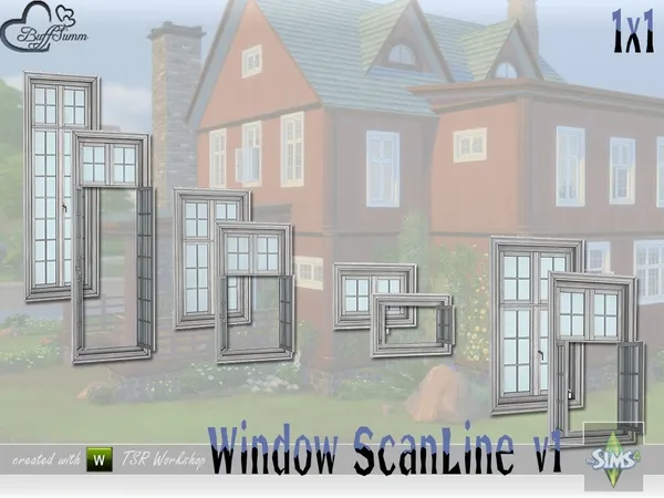 Alpha WindowSet ScanLine 1x1 v1 by thesimsresource - The Sims 4 Custom Content