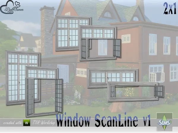 Alpha WindowSet ScanLine 2x1 v2 by thesimsresource - The Sims 4 Custom Content