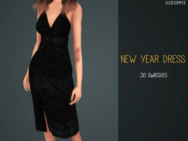 Elliesimple New Year Dress - The Sims 4 Custom Content