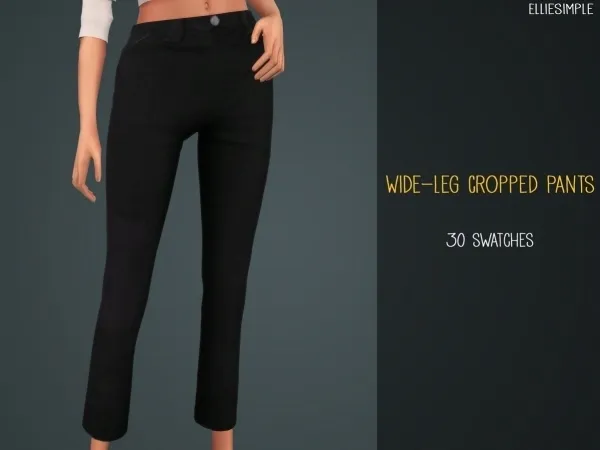 Elliesimple Wide Leg Cropped Pants - The Sims 4 Custom Content