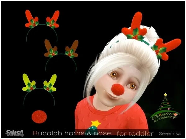 Alpha Rudolph horns and nose TMTF - The Sims 4 Custom Content