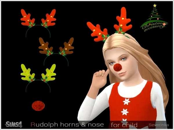 Alpha Rudolph horns and nose CMCF - The Sims 4 Custom Content