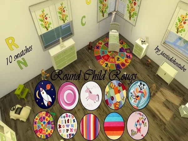 Alpha Round Child Rugs - The Sims 4 Custom Content