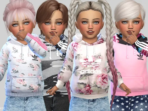 Maxis Match Toddler Floral Sporty Hoodie 028 - The Sims 4 Custom Content