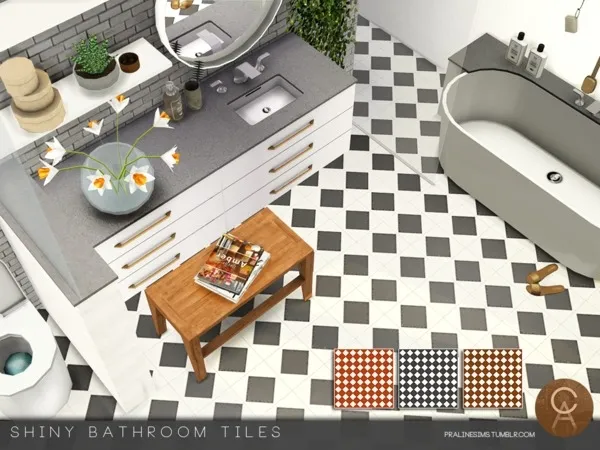 Alpha Shiny Bathroom Tiles - The Sims 4 Custom Content