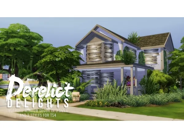 Alpha DERELICT DELIGHTS BOARDED WINDOW DECOR by simsfinds - The Sims 4 Custom Content