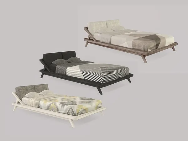Bedroom Endeun Bed Double by thesimsresource - The Sims 4 Custom Content