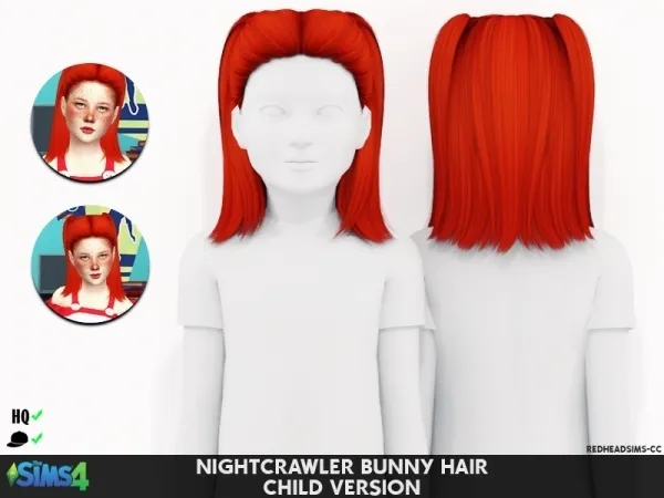 Alpha NIGHTCRAWLER BUNNY HAIR CHILD VERSION - The Sims 4 Custom Content