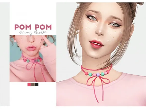 Maxis Match Pom Pom String Choker - The Sims 4 Custom Content