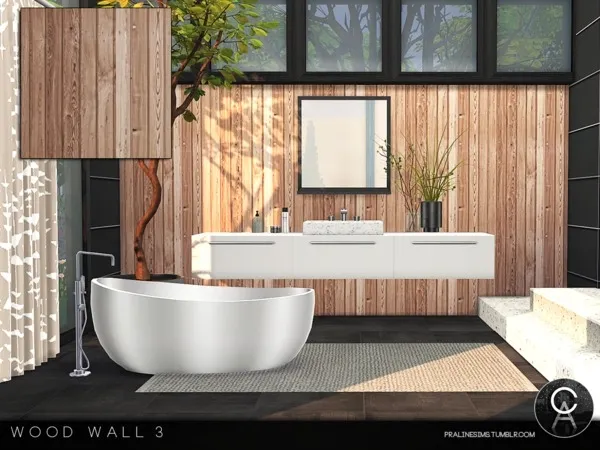 Alpha Wood Wall 3 by thesimsresource - The Sims 4 Custom Content