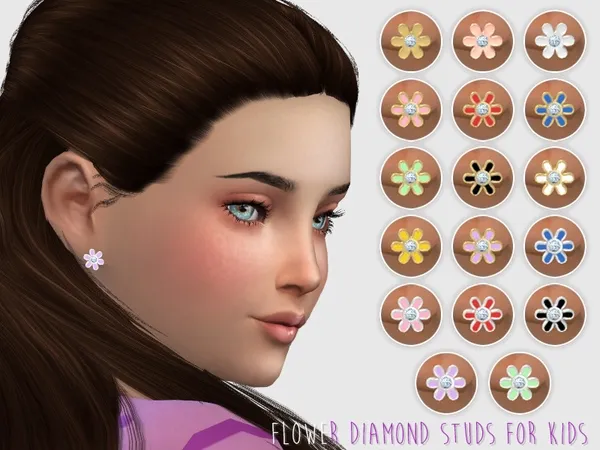 Alpha Enamel Overlay Diamond Studs For Kids - The Sims 4 Custom Content