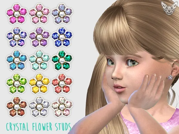 Alpha Crystal Flower Studs For Toddlers - The Sims 4 Custom Content