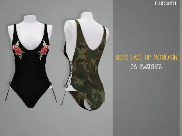 Alpha Elliesimple Sides Lace Up Monokini - The Sims 4 Custom Content