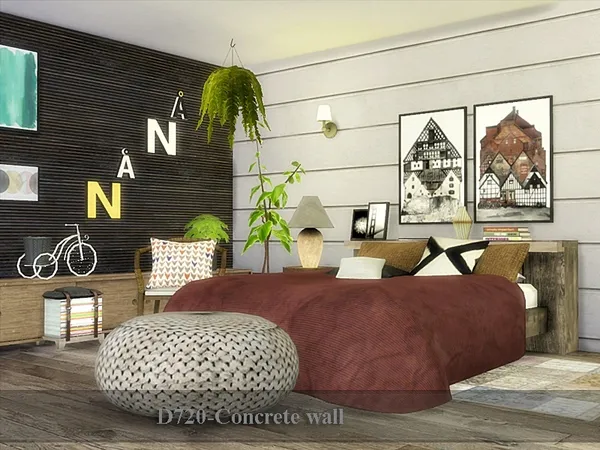 Alpha D720 Concrete wall by thesimsresource - The Sims 4 Custom Content