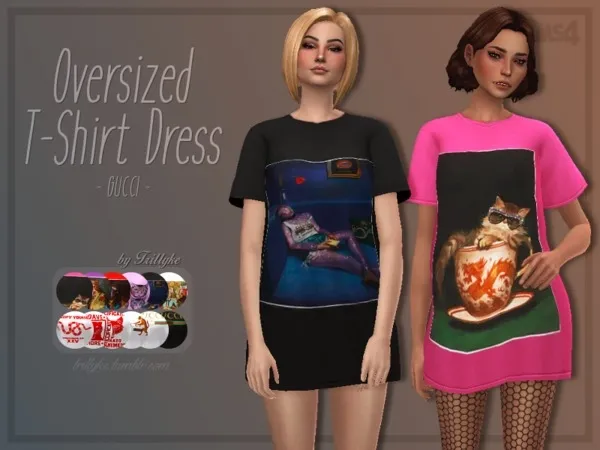 Maxis Match Trillyke Oversized T Shirt Dress - The Sims 4 Custom Content