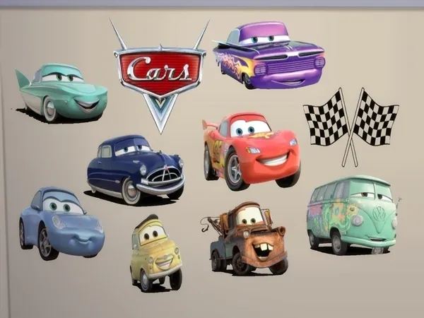 Alpha Wall Tattoos from the movie Cars - The Sims 4 Custom Content