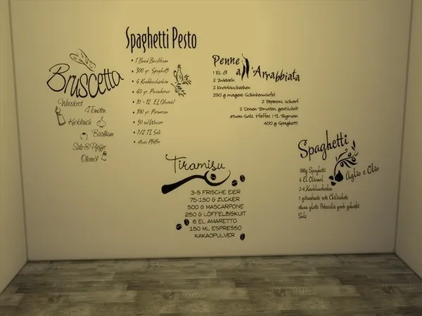Alpha Wall Tattoo recipes of food - The Sims 4 Custom Content