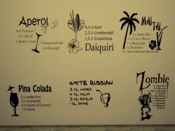Alpha Wall Tattoo Cocktails - The Sims 4 Custom Content