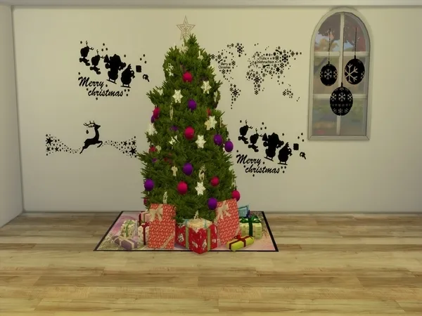 Alpha Christmas Wall Tattoo and Window Tattoo - The Sims 4 Custom Content