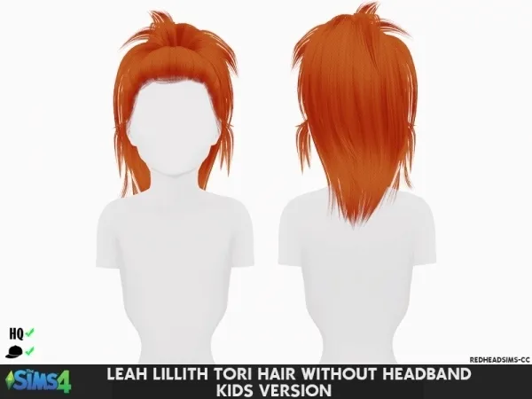 Alpha LEAH LILLITH TORI HAIR WITHOUT HEADBAND KIDS VERSION by redheadsims - The Sims 4 Custom Content