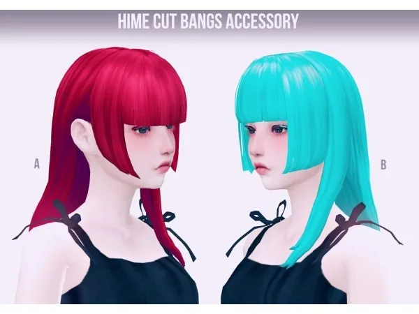 Alpha Hime Cut bangs accessory AB - The Sims 4 Custom Content