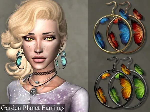 Alpha Garden Planet Earrings by Genius - The Sims 4 Custom Content