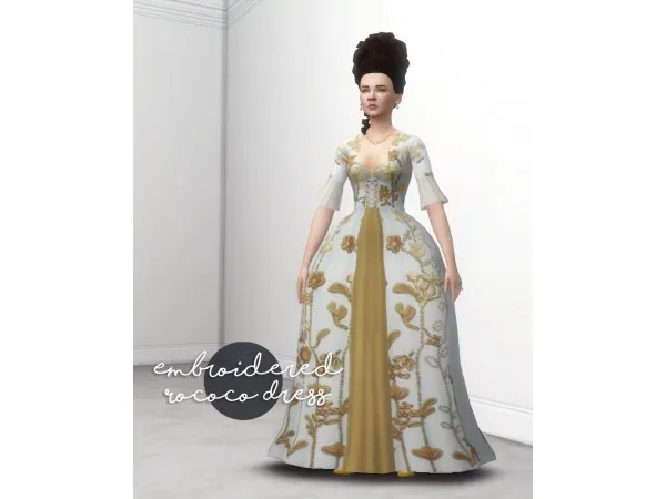 Alpha Embroidered Rococo Dress - The Sims 4 Custom Content