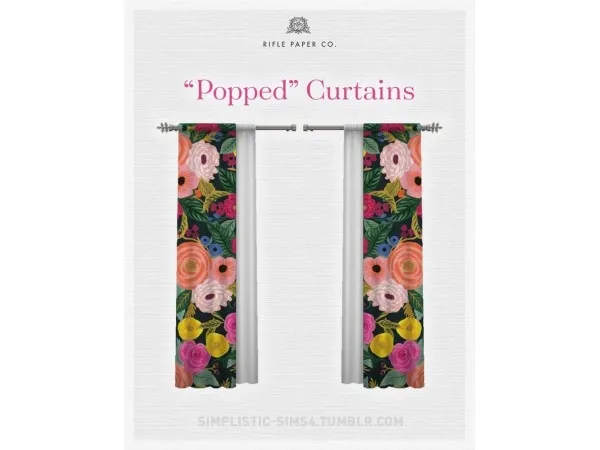 Maxis Match Popped Curtains RIFLE PAPER COLLECTION - The Sims 4 Custom Content