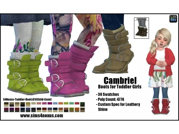Alpha Cambriel Boots for Girls Toddler - The Sims 4 Custom Content