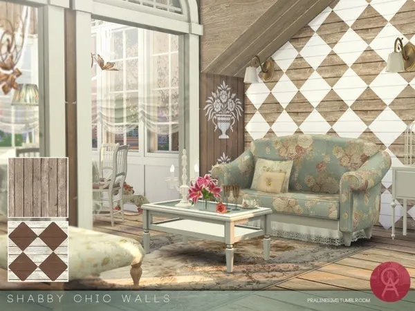 Alpha Shabby Chic Walls by thesimsresource - The Sims 4 Custom Content