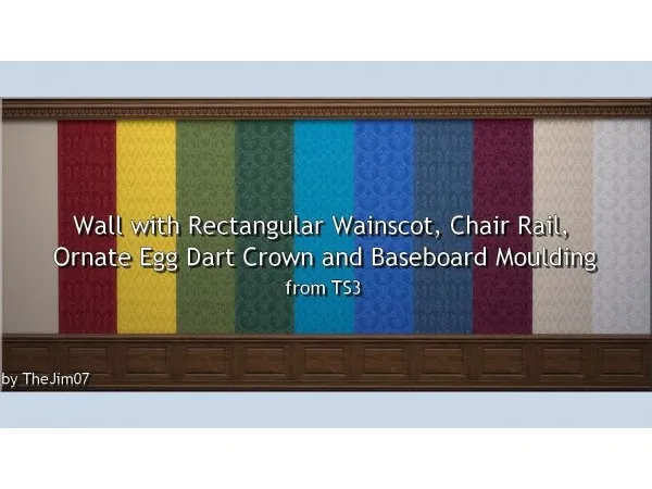 Alpha Wall with Rectangular Wainscot from - The Sims 4 Custom Content