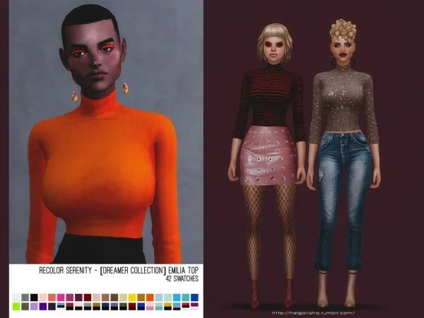 Mix [DREAMER COLLECTION] Emilia Top - The Sims 4 Custom Content