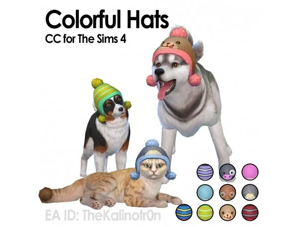 Maxis Match Colorful Hats For Small Dogs Cats - The Sims 4 Custom Content