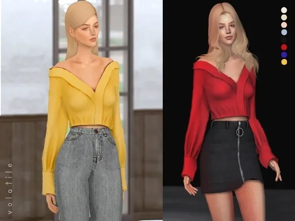 Alpha Kimora Off Shoulder Blouse - The Sims 4 Custom Content